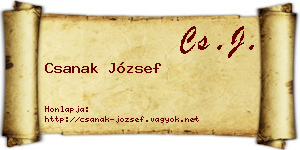 Csanak József névjegykártya